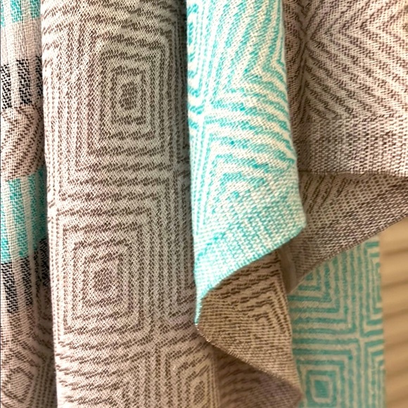 Loom Weave Hand Crafted 2 Side Organic Cotton Travel Blanket Wrap Gray Aqua Tan - Picture 7 of 14